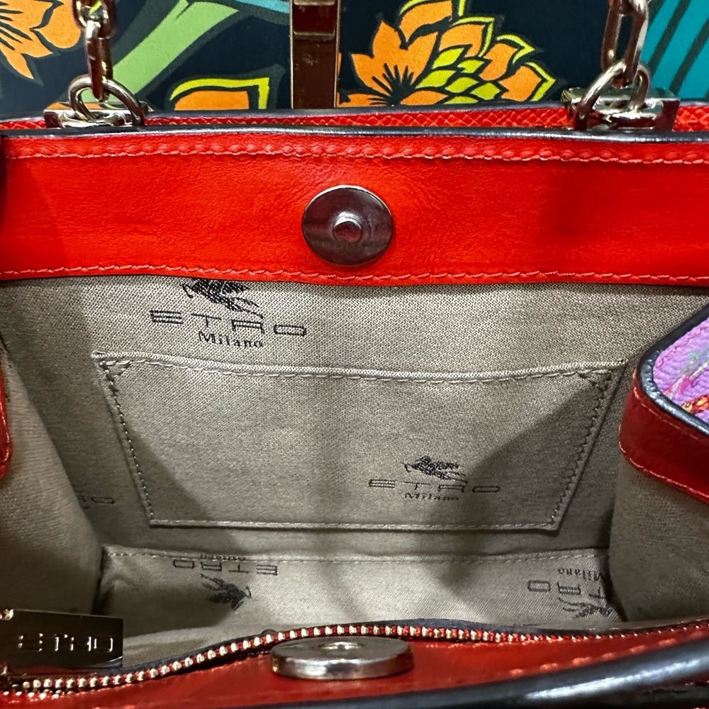 Etro Milano Birds & Baroque Print Leather Chain Bag – Made in Italy - Picture 13 of 15